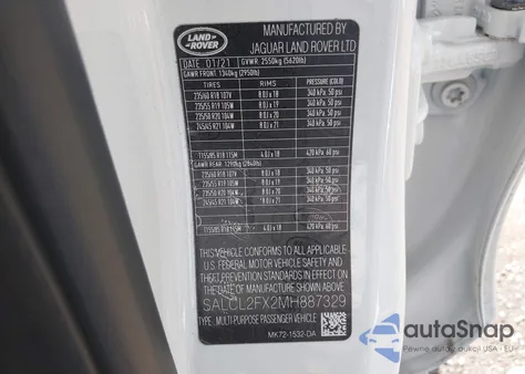 2021 Land Rover Discovery Sport Se R-Dynamic из США, поврежденный, VIN SALCL2FX2MH887329